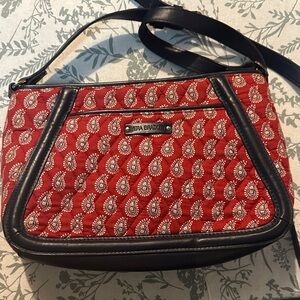Vera Bradley Red and Navy Paisley Shoulder Bag